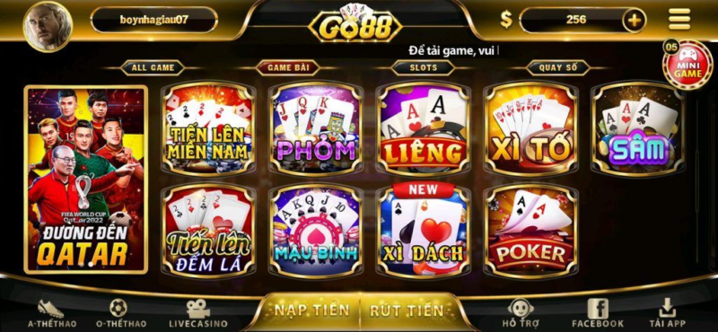 Gửi tiền/rút tiền tại cổng game GO88